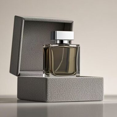 Clear square glass men’s perfume bottle with spray design