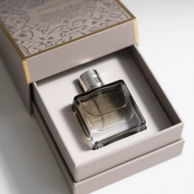 Clear square glass men’s perfume bottle with spray design