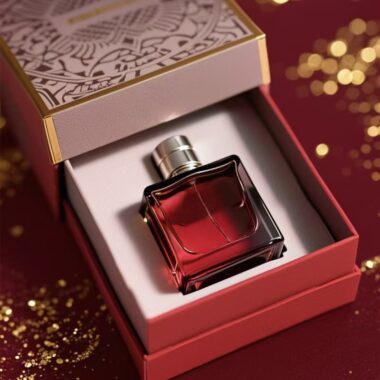 Clear square glass men’s perfume bottle with spray design