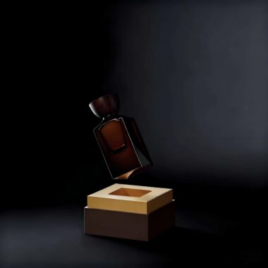 Luxury men’s square glass perfume bottle with wood cap