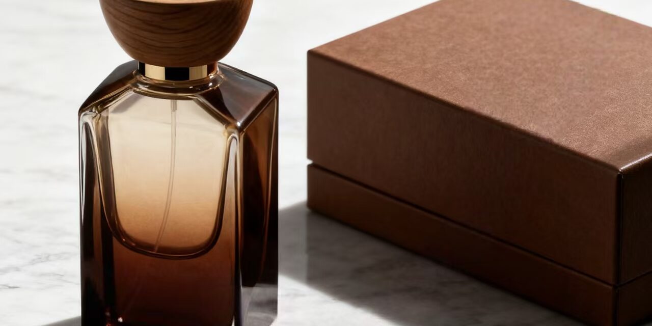 Luxury men’s square glass perfume bottle with wood cap