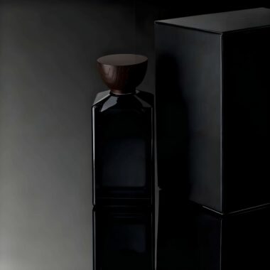 Luxury men’s square glass perfume bottle with wood cap