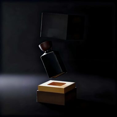 Luxury men’s square glass perfume bottle with wood cap