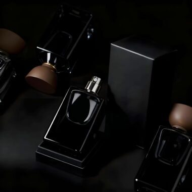 Luxury men’s square glass perfume bottle with wood cap