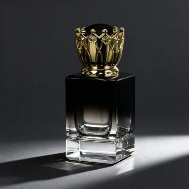 Luxury round-and-square hybrid clear glass perfume bottle design