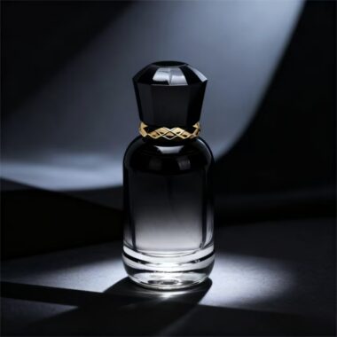 Luxury round-and-square hybrid clear glass perfume bottle design