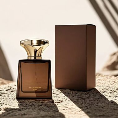 Square 50ml glass perfume bottle with custom logo and gold cap