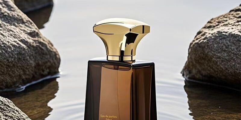 Square 50ml glass perfume bottle with custom logo and gold cap