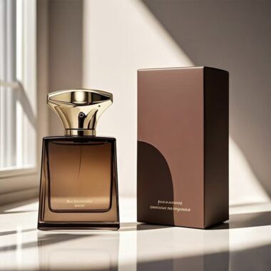 Square 50ml glass perfume bottle with custom logo and gold cap