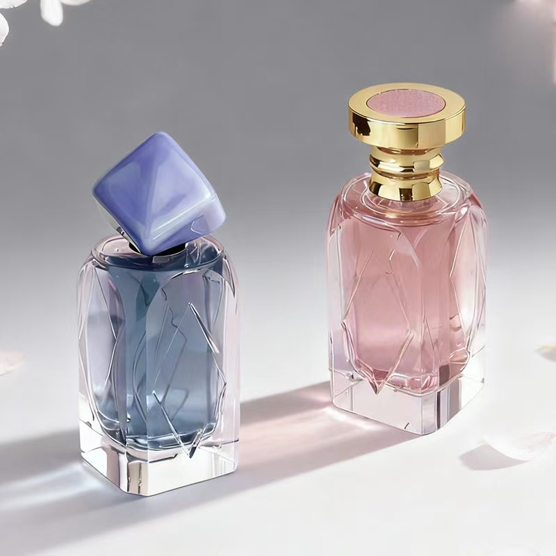 Luxury 50ml square women’s clear glass perfume bottle
