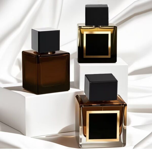 Best-selling square transparent amber luxury glass perfume bottle